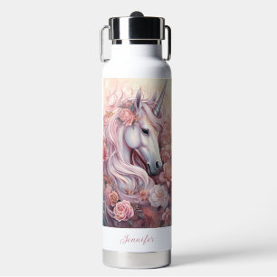 Custom Name Beautiful Unicorn Water Bottle