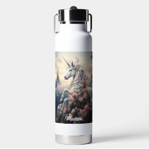 Custom Name Beautiful Unicorn Water Bottle
