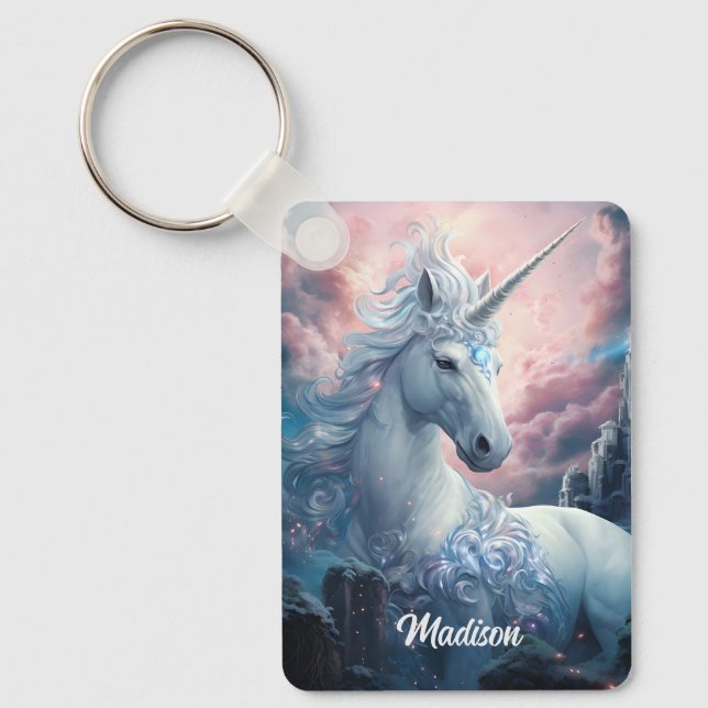 Custom Name Beautiful Unicorns Key Ring (Front)