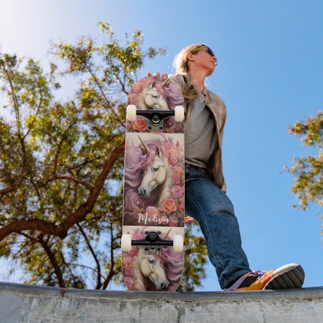 Custom Name Beautiful Unicorns Skateboard (Outdoor 1)