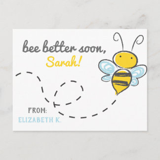 *Custom name* bee better soon! Cute Get well Postc Postcard
