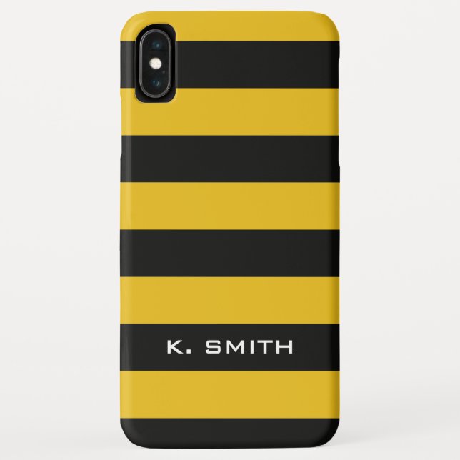 Custom Name | Bee Black and Yellow Stripes Pattern Case-Mate iPhone Case (Back)