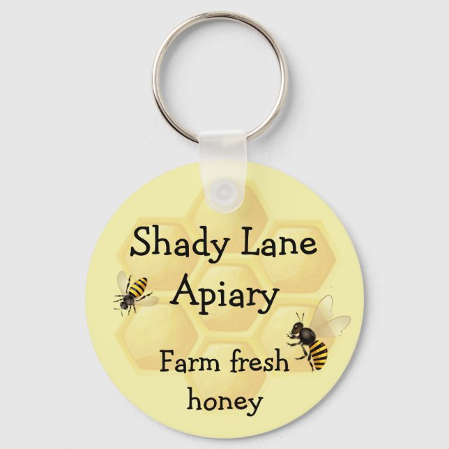 Custom Name Bee Honey Fun Classic Key Ring (Front)