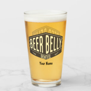 Custom Name Beer Belly Brewtiful Funny Beer Glass