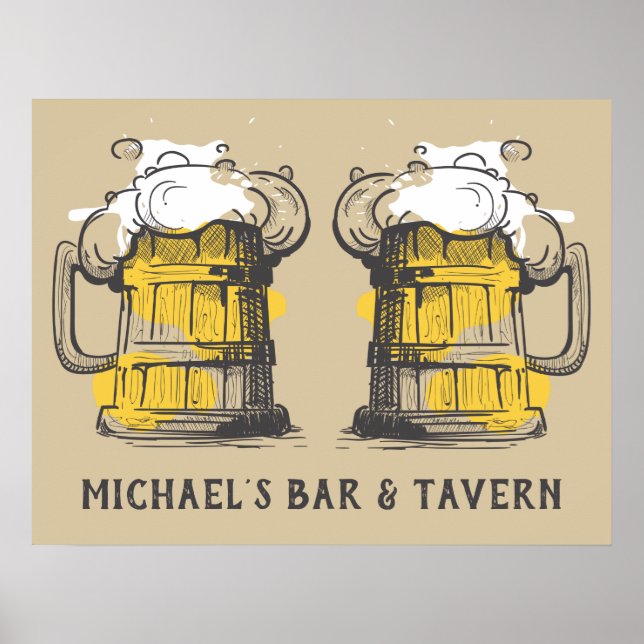 Custom name Beer Ilustration Poster (Front)