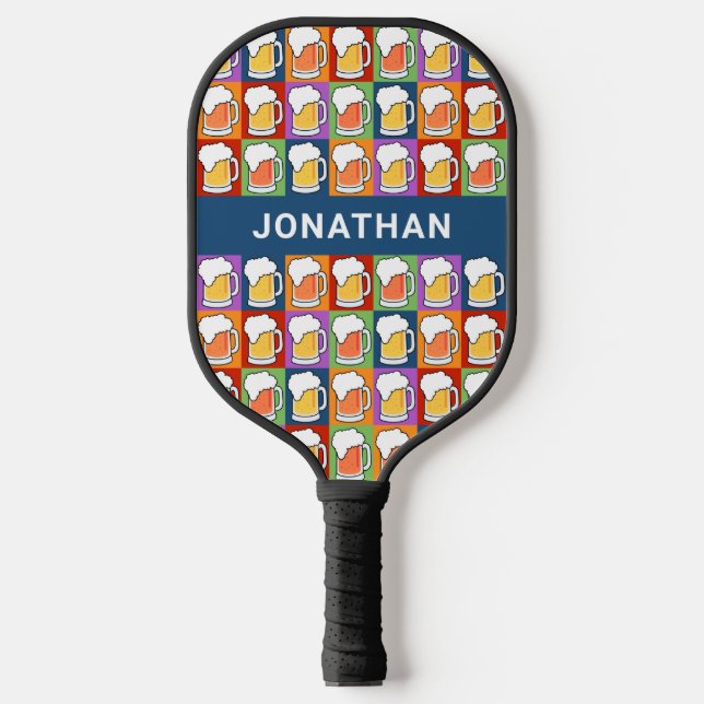 Custom name BEER Pop-Art Pickleball Paddle (Front)