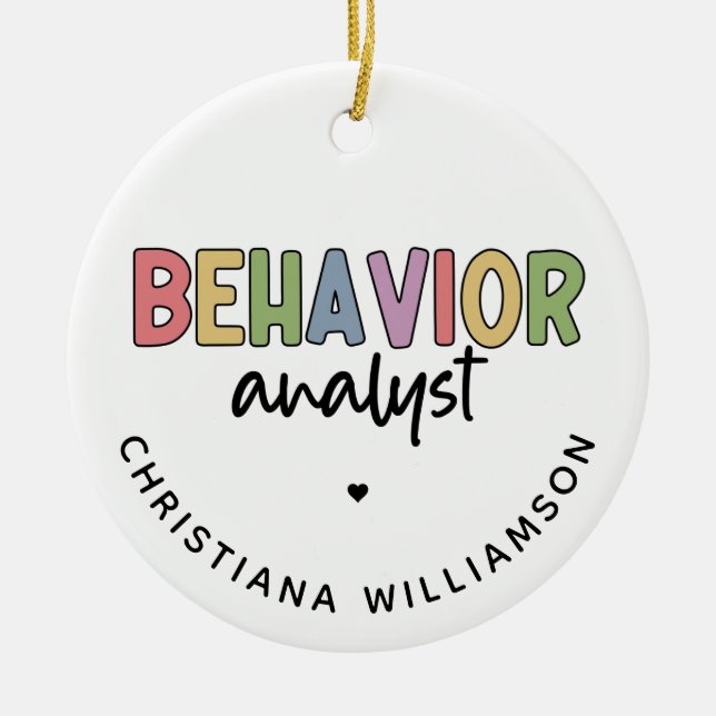 Custom Name Behavior Analyst BCBA Gifts Ceramic Tree Decoration (Front)
