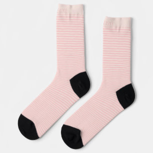 Custom Name Beige Dusty Pink Peach Stripes  Socks