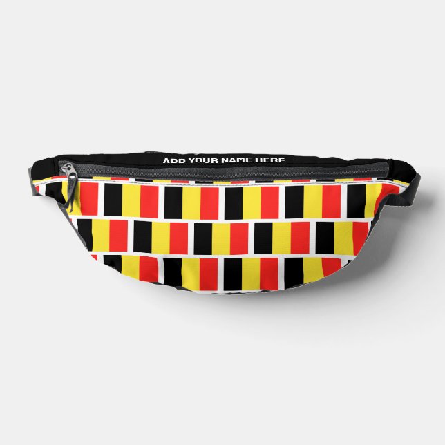Custom Name BELGIAN FLAG OF BELGIUM Bum Bags (Lay Down)