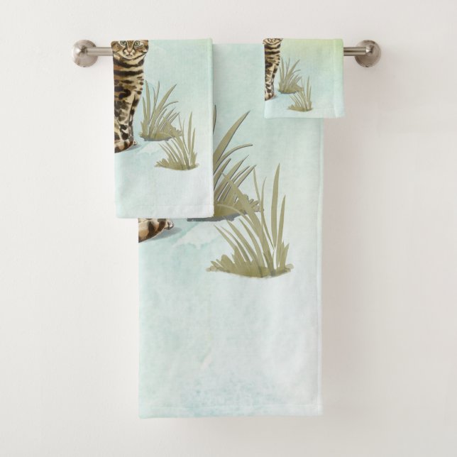 Custom Name Bengal Cat Pet Bath Towel Set (Insitu)