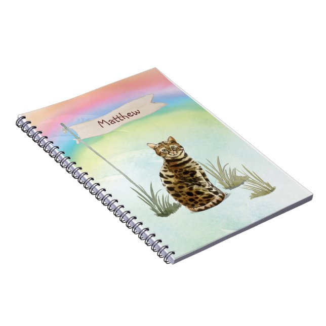 Custom Name Bengal Cat Pet Notebook (Right Side)