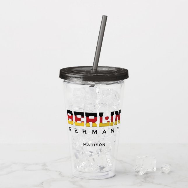 Custom Name Berlin Germany Acrylic Tumbler (Back Ice)