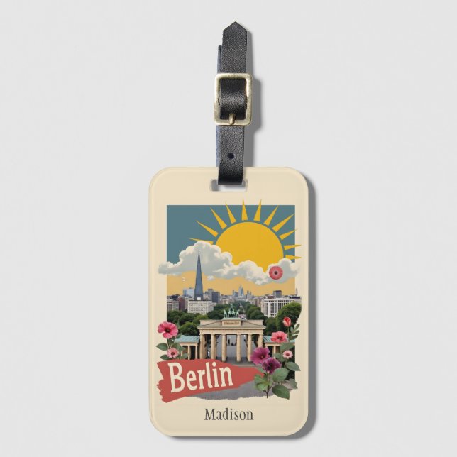Custom Name Berlin, Germany Luggage Tag (Front Vertical)