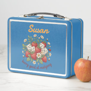 Custom Name Berry Good at Mahjong Retro  Metal Lunch Box