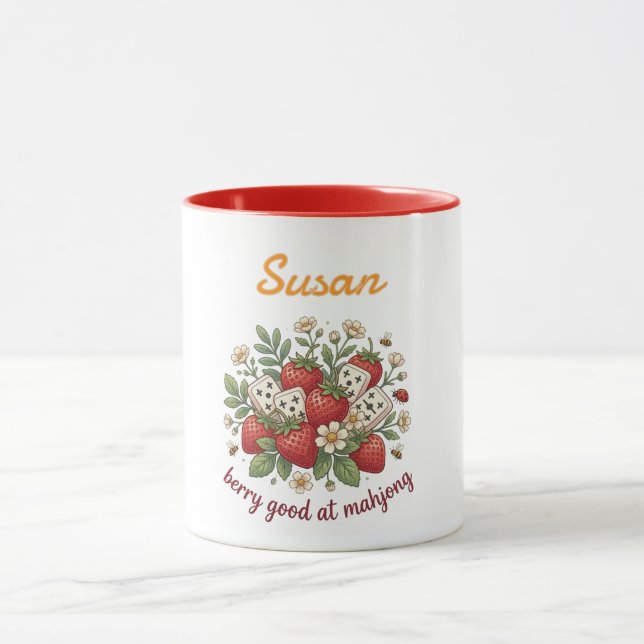 Custom Name Berry Good at Mahjong Retro  Mug (Center)