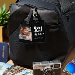 Custom Name Best Dad By Par Retro Cool Luggage Tag