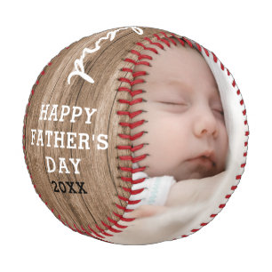 Custom Name Best Dad Ever Father's Day Photo Wood Baseball