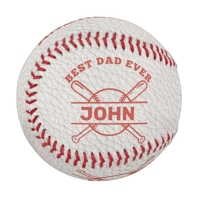 Custom Name Best Dad Ever Two Names Baseball (Back Right)