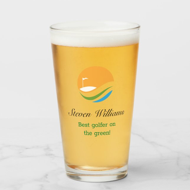 Custom Name Best Golfer Beer Glass (Front Filled)