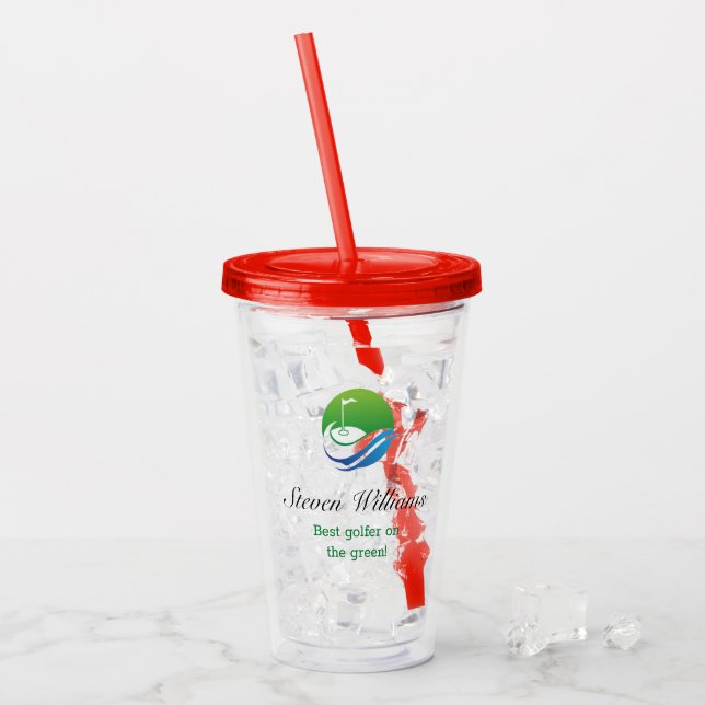 Custom Name Best Golfer Plastic Tumbler (Front Ice)