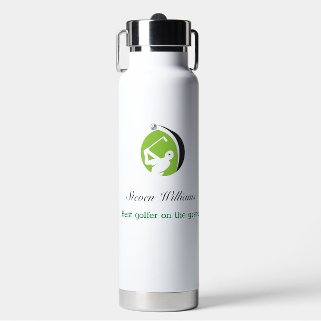 Custom Name Best Golfer Water Bottle (Front)