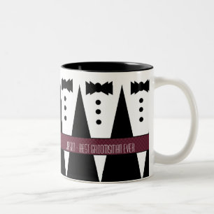 Custom Name Best Groomsman Ever Black White Tuxes Two-Tone Coffee Mug