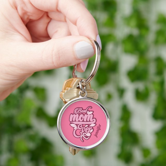 Custom Name "Best Mum Ever" Key Ring (Hand)