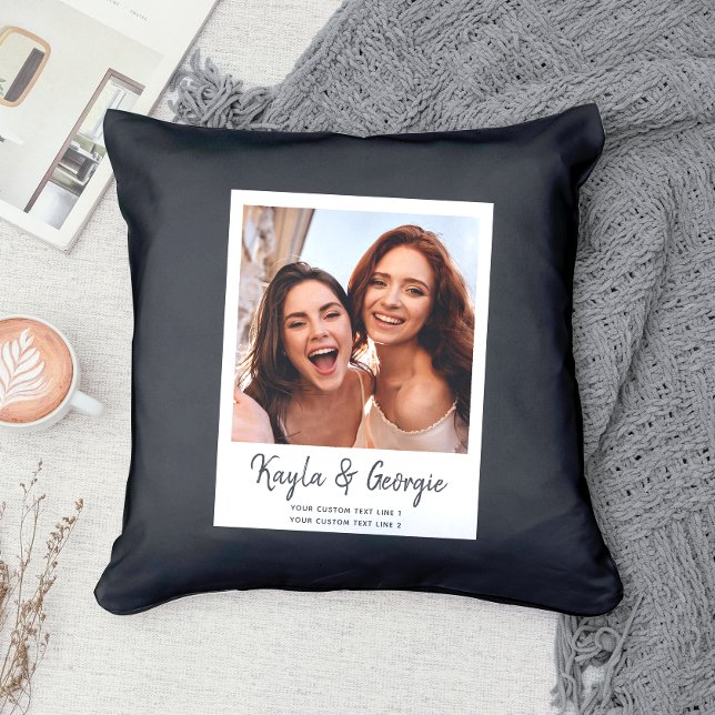 Custom Name Bestie Photo Friends Sisters BFF Fun Cushion (Make friendship sparkle! )