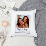 Custom Name Bestie Photo Friends Sisters BFF Fun Cushion<br><div class="desc">Make friendship sparkle! This pillow is guaranteed to turn heads and steal the show on any couch. Go ahead, turn memories into snuggles and say "BFFs forever" in every nap! ✨ Simple, modern, and fun throw pillow with your photo in a white frame overlay and a trendy handwritten script typography...</div>