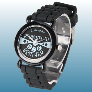 Custom name big brother black blue kids watch