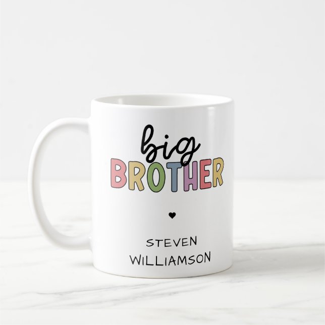 Custom Name Big Brother Cute Personalised Coffee Mug (Left)