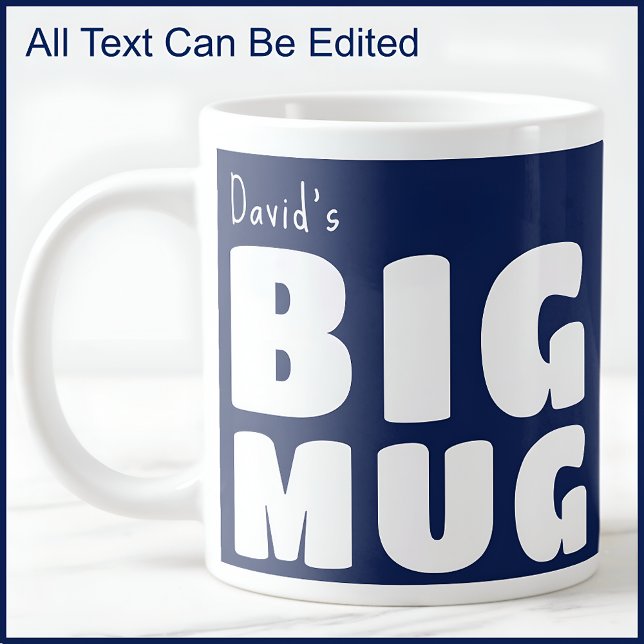 Custom Name Big Mug Navy Blue C41 Fun Novelty   (Creator Uploaded)