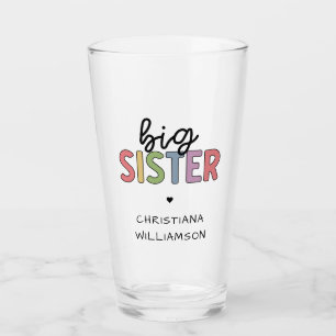 Custom Name Big Sister Cute Personalised Glass