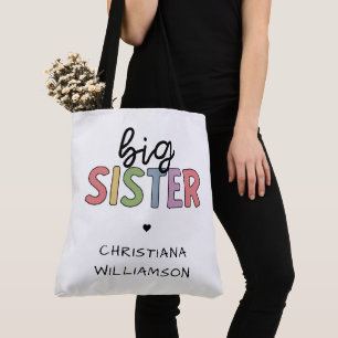 Custom Name Big Sister Cute Personalised Tote Bag