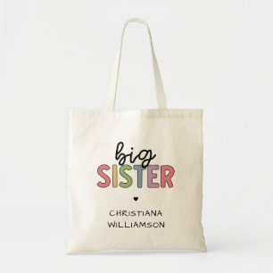 Custom Name Big Sister Cute Personalised Tote Bag
