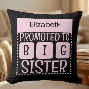 Custom name big sister pink cushion