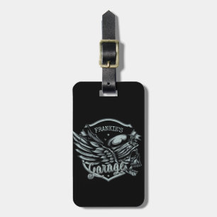 Custom NAME Biker Skull Wings Motorcycle Garage Luggage Tag