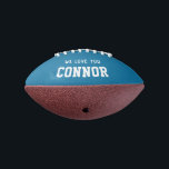 Custom Name Birthday Boy Message Blue Personalised American Football<br><div class="desc">Great gift for a sports fan: This kid sized mini football customised with your name and message in a cool retro blue. Awesome birthday or back to school gift.</div>