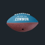 Custom Name Birthday Boy Message Blue Personalised American Football<br><div class="desc">Great gift for a sports fan: This kid sized mini football customised with your name and message in a cool retro blue. Awesome birthday or back to school gift.</div>