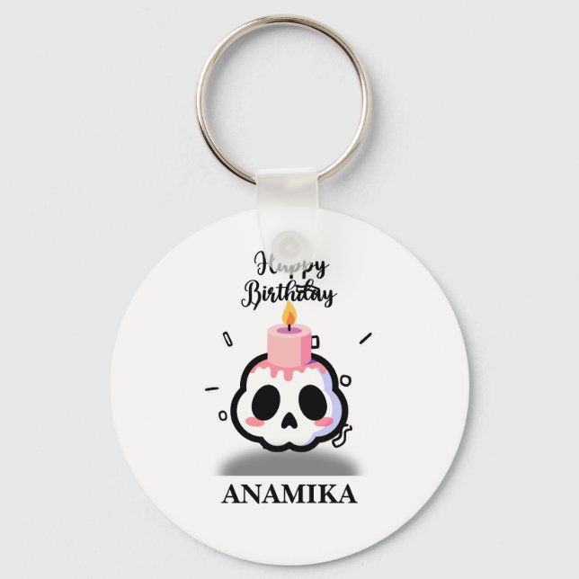 Custom Name Birthday Key Ring (Front)