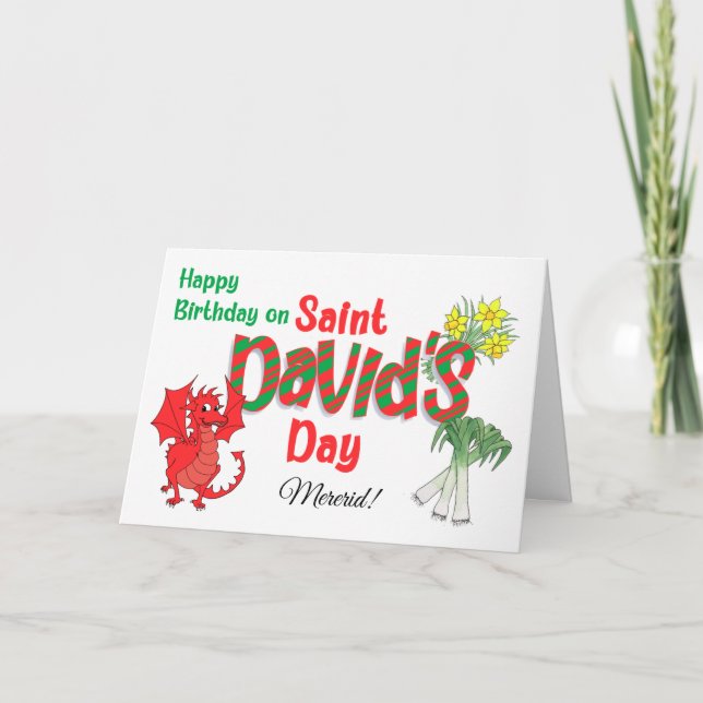 Custom Name Birthday on St David's Day Card (Front)