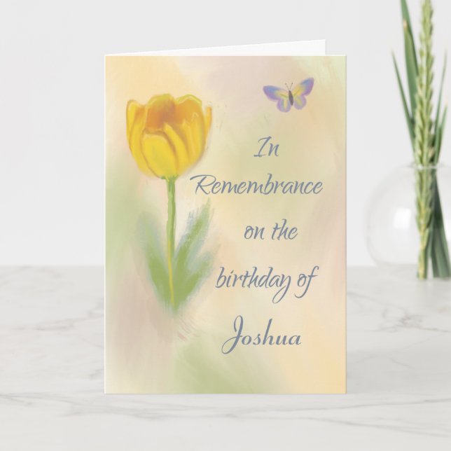 Custom Name Birthday Remembrance Watercolor Flower Card (Front)