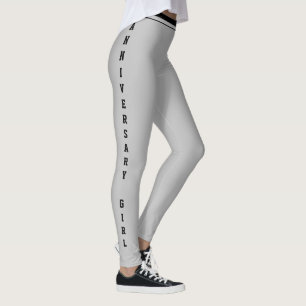 Custom Name Birthday Sparkle Silver Black Monogram Leggings