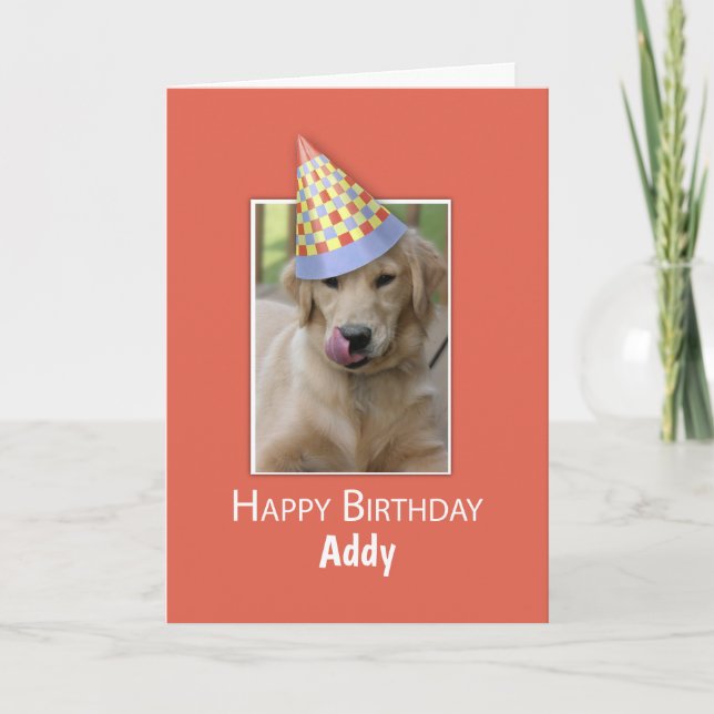 Custom Name Birthday to Dog Humour Funny Hat Card (Front)