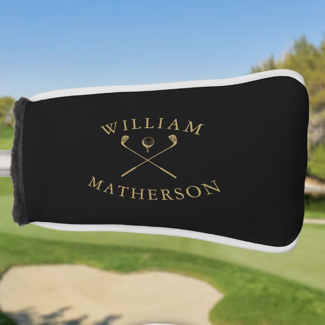 Custom Name Black And Gold Golf Clubs  Head Cover (Custom Name Black And Gold Golf Clubs Head Cover)