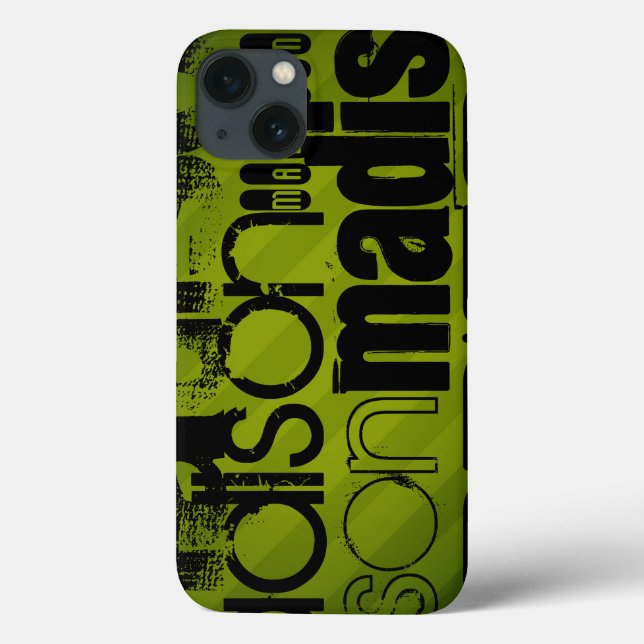 Custom Name, Black and Olive Green Case-Mate iPhone Case (Back)