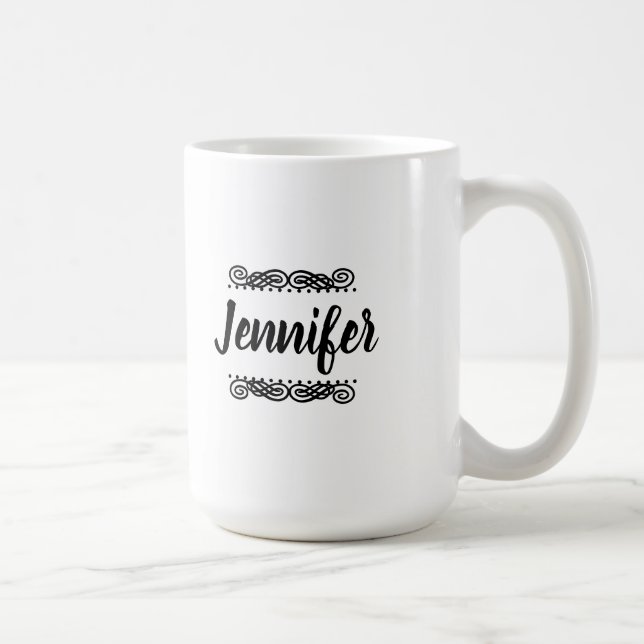 Custom Name Black And White Coffee Mug (Right)