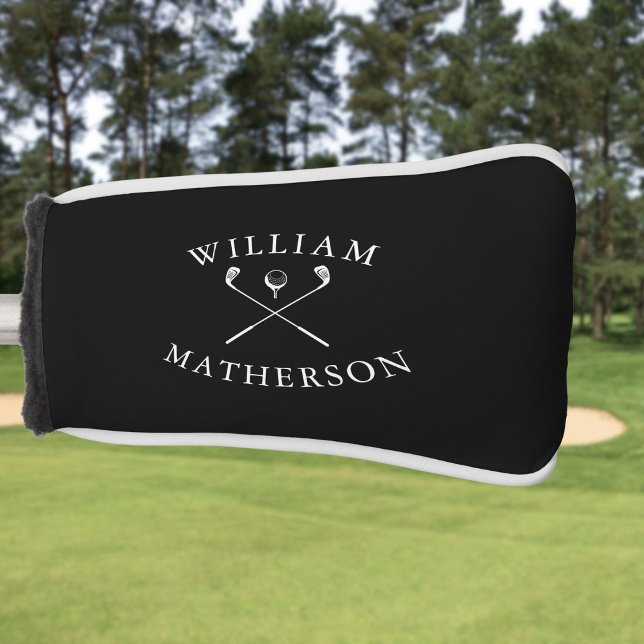 Custom Name Black And White Golf Clubs  Golf Head Cover (Custom Name Black And White Golf Clubs Golf Head Cover)