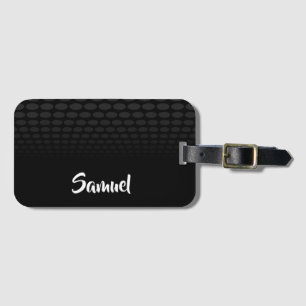 Custom name black circles fading luggage tag