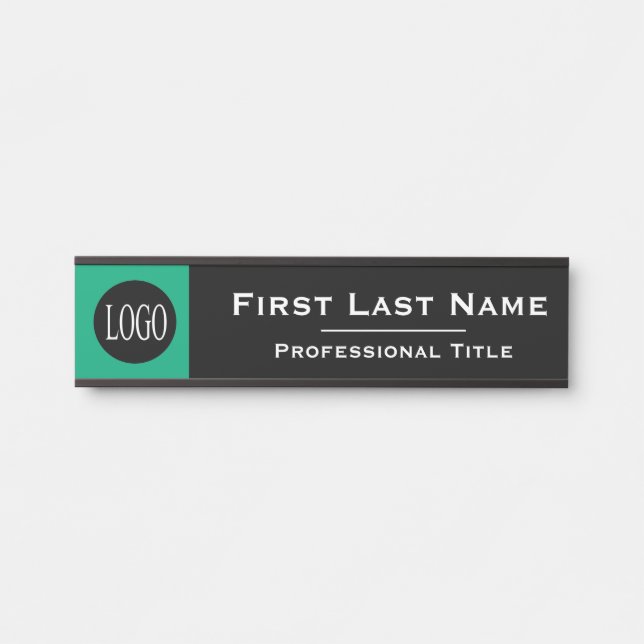 Custom Name | Black & Green Office Door Sign  (Front)